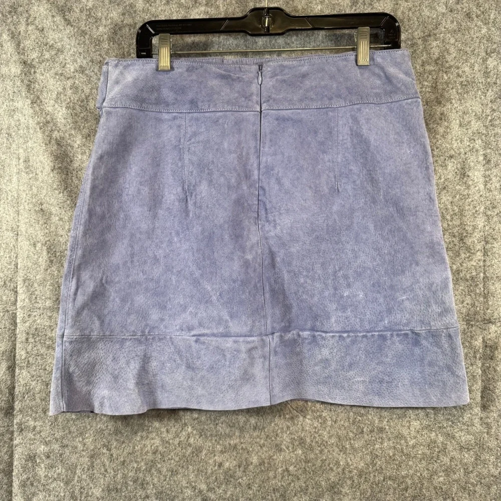 Anthropologie Suede Mini Skirt Womens 14 Leather Hippie Belted Boho Periwinkle